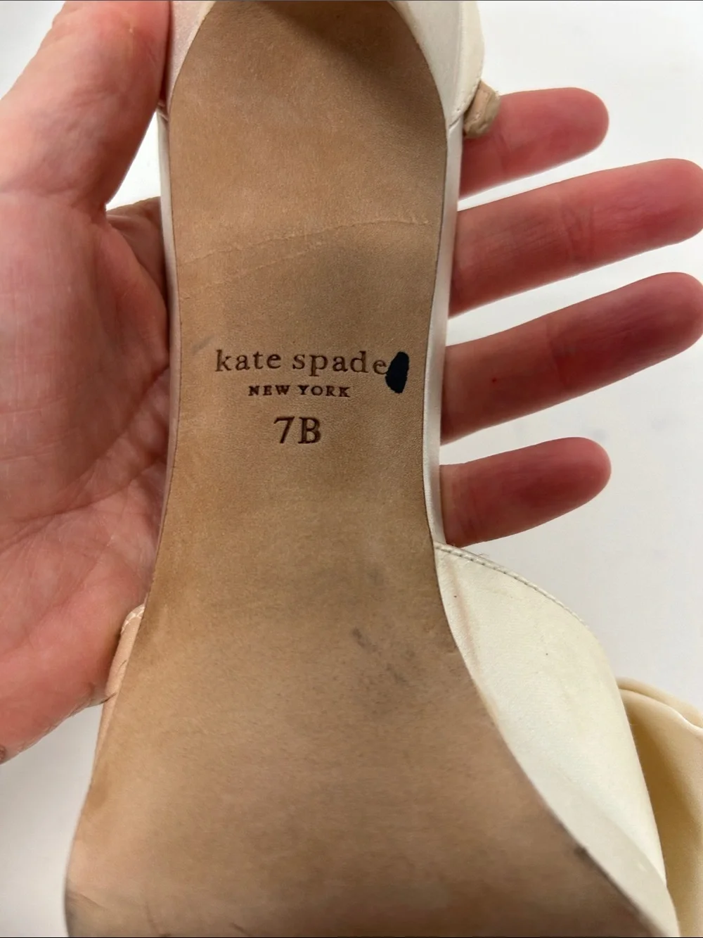 kate spade Ivory Satin Knot Ankle-Strap Heels 7b